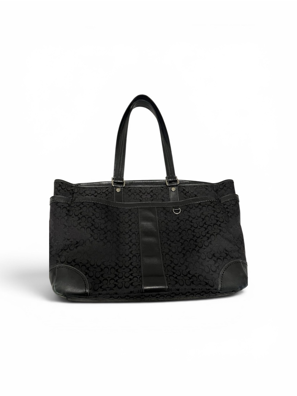 Coach Black Signature Jacquard Tote Bag Large Shoulder Purse F77156